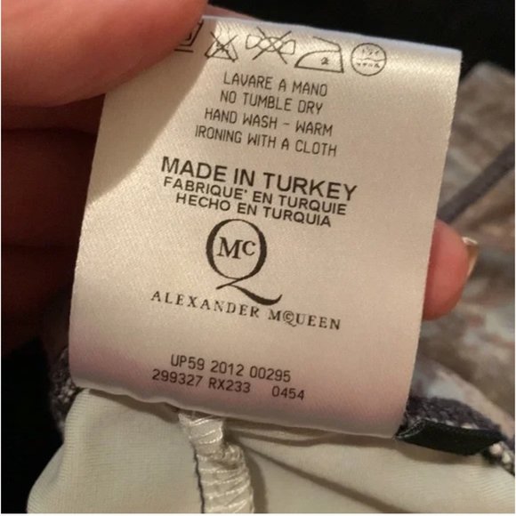 McQ Alexander McQueen Light Blue Feather Psychedelic Printed Stretch Leggings M - Picture 8 of 8